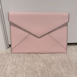 Rebecca Minkoff pink envelope Leo clutch